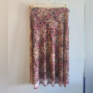 LuLaroe Azure Skirt, Pink And Polka Dot Floral, Size Medium